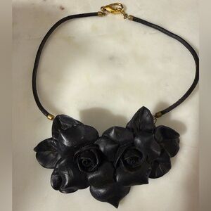 Vintage Black Floral Necklace